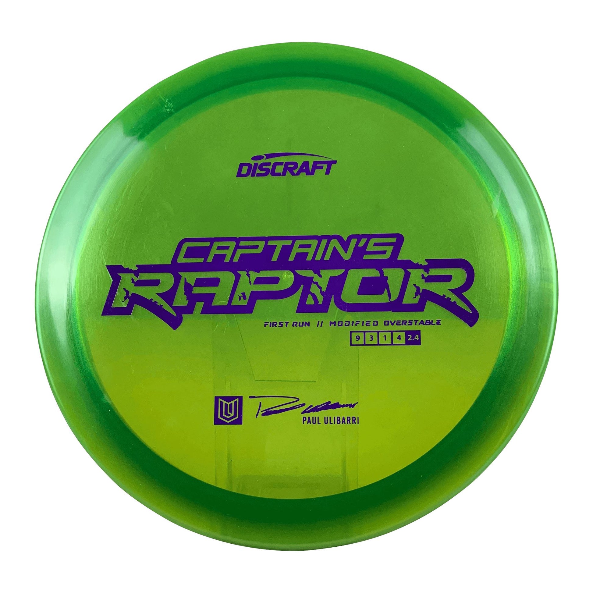 Z Captain's Raptor - First Run Disc Discraft green 175 